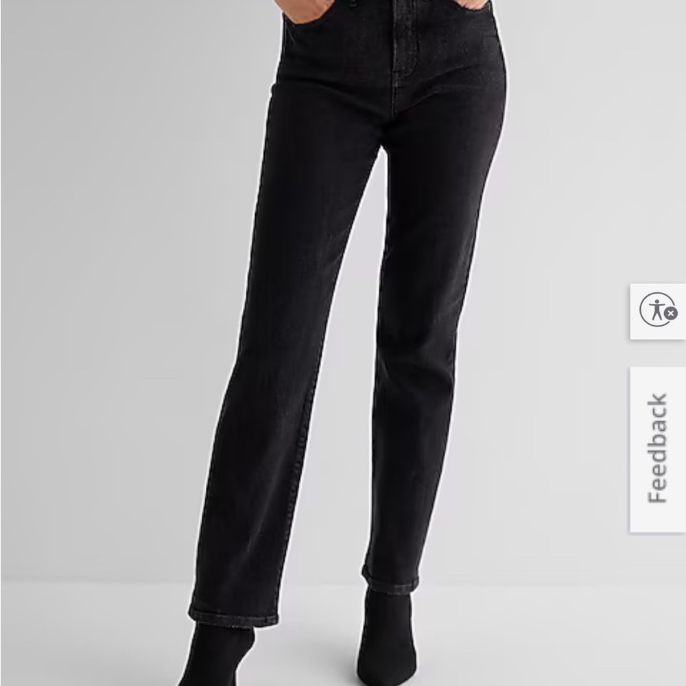 Express Black High-Rise Straight Leg Jeans